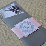 Design Fee - Boarding Pass Invitation Or Save The Date (Coral Damask, Chocolate Palms Wth Lime) 4 small