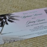 Design Fee - Boarding Pass Invitation Or Save The Date (Coral Damask, Chocolate Palms Wth Lime) 5 small