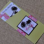 Design Fee - Boarding Pass Invitation Or Save The Date (Coral Damask, Chocolate Palms Wth Lime) 4 small