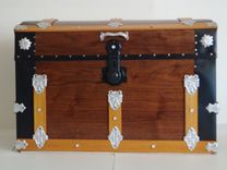 Walnut Steamer Trunk, Dome Top Trunk, Blanket Chest, Storage Chest, Antique Trunk 3 small