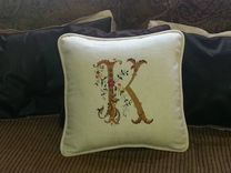Reversible, Fancy, Monogrammed 16 X 16 Inch Pillow 1 small