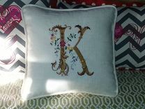 Reversible, Fancy, Monogrammed 16 X 16 Inch Pillow 3 small