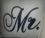 Mr. & Mrs. Embroidered Linen Shams With Or Without Feather Fills Pillow Set Of 3 2 small