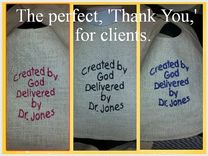 Lots Of 10 'Delivered By...' Embroidered, Reversible Bibs For Doctors 1 small