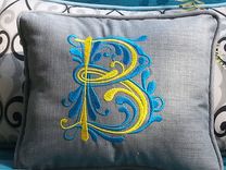 14" X 14" Monogrammed Outdoor Pillow 2 small