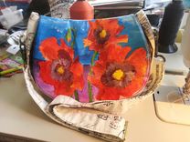 Crossbody, Satchel, Fine Art Handbag Featuring Original Acrylic Poppy Art 2 small