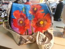 Crossbody, Satchel, Fine Art Handbag Featuring Original Acrylic Poppy Art 4 small