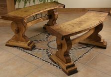 Curved Pine Trestle Benches 2 small