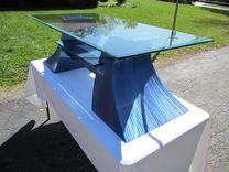 Jazz Series Media Stand / Metal Sculpture Table / With Embedded Glass 5 small
