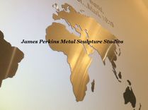World Map / Brushed Stainless Steel 4 small