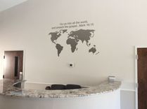 World Map / Brushed Stainless Steel 3 small