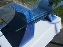 Jazz Series Media Stand / Metal Sculpture Table / With Embedded Glass 2 small