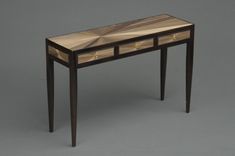 Sunburst Bronze Color Straw Marquetry Console, Modern Take Jean Michel Frank 1 small
