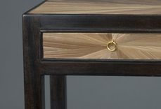 Sunburst Bronze Color Straw Marquetry Console, Modern Take Jean Michel Frank 3 small