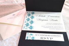Bella Blu Damask Wedding Invitation Suite 3 small