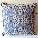 Mumbai Indigo And Tan Linen Pillow 1 small