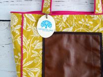 Leather And Canvas Large Tote Bag 2 small