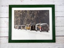 Vinatge Vw Bus Caravan Framed Picture 1 small