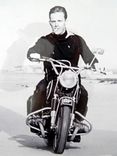 Vintage Motorcycle Man On Framed Barn Board Picture 2 small