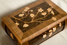 Walnut Radius Jewelry Box With Apple Blossom Inlay 6 small