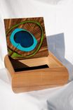Keepsake Box With Peacock Feather Marquetry Turquoise Inlay 3 small