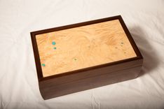 Radius Hand Hewn Walnut Humidor With Figured Ash Top And Turquoise Inlay 2 small