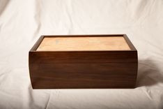 Radius Hand Hewn Walnut Humidor With Figured Ash Top And Turquoise Inlay 3 small