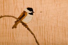 Reclaimed Barnwood Jewelry Box, Hand-Cut Protruding Dovetails, And Chickadee Marquetry Inlay 5 small