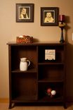 Book Shelf Made Of Walnut And English Brown Oak With Dogwood Blossom Marquetry Inlay. 3 small