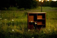 Book Shelf Made Of Walnut And English Brown Oak With Dogwood Blossom Marquetry Inlay. 5 small