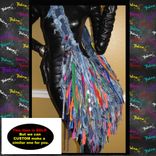 Funky Denim & Mixed Color Ultra Fringe Upcycled Unique Hobo Handbag 2 small