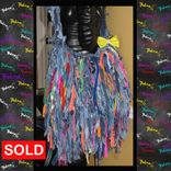 Funky Denim & Mixed Color Ultra Fringe Upcycled Unique Hobo Handbag 4 small