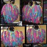 Unique Fringe Handbag Custom Made One Of A Kind Funky,Jewels,Rhinestones,Upcycled 5 small