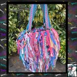 Fringed Handbag Beaded Rhinestones Jewels Unique Custom Made Colorful Upcycled 1 small