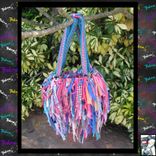 Fringed Handbag Beaded Rhinestones Jewels Unique Custom Made Colorful Upcycled 2 small