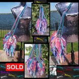 Fringed Handbag Beaded Rhinestones Jewels Unique Custom Made Colorful Upcycled 4 small