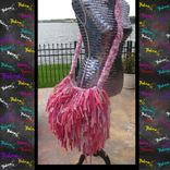 Pink Fringe Handbag, Upcycled Fringe Handbag,Custom Made, One Of A Kind, Hippie,Boho,Funky,Purse 1 small
