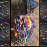 Beaded Fringe Handbag Denim & Mulitable Colors Upcycled Fringe Handbag,Hippie,Boho,Funky,Purse,Tote 2 small