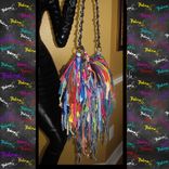 Beaded Fringe Handbag Denim & Mulitable Colors Upcycled Fringe Handbag,Hippie,Boho,Funky,Purse,Tote 3 small