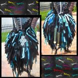 Round Fringe Handbag,Black And Turquoise,Bling,Beads,Jewels,Crochet,Knit,Hippie,Boho,Funky,Purse 1 small