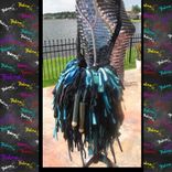 Round Fringe Handbag,Black And Turquoise,Bling,Beads,Jewels,Crochet,Knit,Hippie,Boho,Funky,Purse 3 small