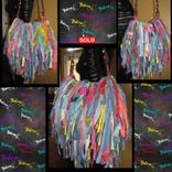 Handmade Fringe Handbag,Upcycled Purse,Custom Made Fringe Purse,Mixed Colors 4 small