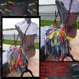 Handmade Fringe Handbag,Upcycled Purse,Custom Made Fringe Purse,Mixed Colors 3 small