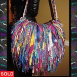 Upcycled Fringe Handbag,Playful Funky,Mixed Colors,Bling,Sparkle,Beads,Bag,Custom Made 1 small