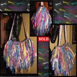 Upcycled Fringe Handbag,Playful Funky,Mixed Colors,Bling,Sparkle,Beads,Bag,Custom Made 2 small