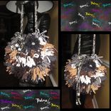 Round Rag Purse,Crochet,Knit,Upcycle,Rhinestone Flower,Custom Made,One Of A Kind 3 small