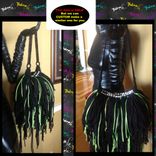 Funky Fringed Handbag,Chains,Upcycled,Rhinestones,Bling,Jewels,Green & Black Hippie,Boho,Funky,Purse 1 small