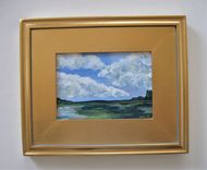 Framed Original Acrylic Landscape Painting, Gold Plein Air Frame 3 small