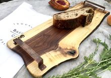 Unique Custom Serving Tray, Cheese Board, Charcuterie Or Serving Board With Copper Hammer Handles 1 small