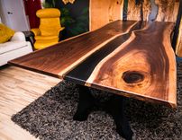 Walnut Live Edge Smoke River 42x96" Dining Table 4 small